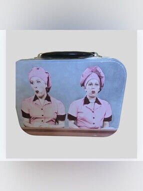 I Love Lucy and Ethel Chocolate Factory Tin Tote Lunch Box Used Vandor Vintage